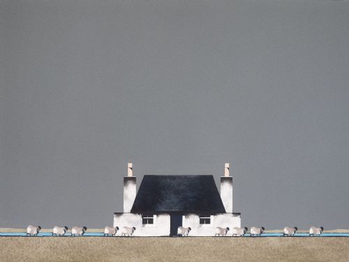 Ron Lawson - Felter Cottage and Sheep, Tiree