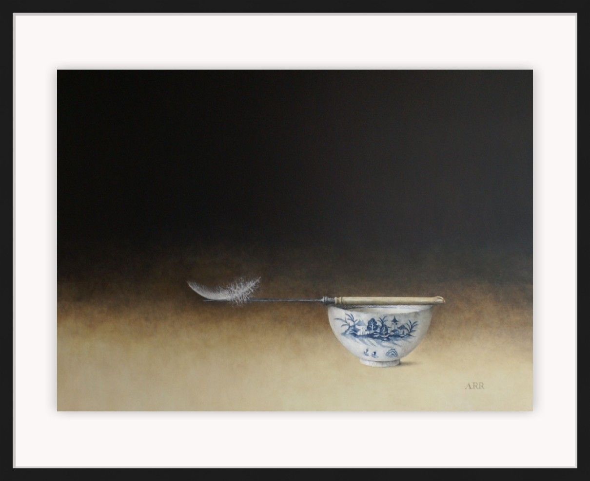 Chinese Bowl with Knife and Balancing Feather by Alison Rankin