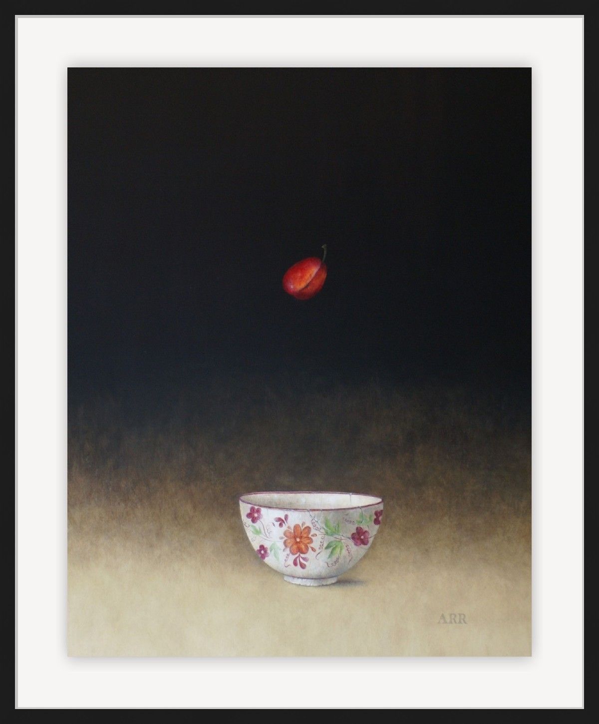 Pink Flower Bowl with Falling Plum by Alison Rankin