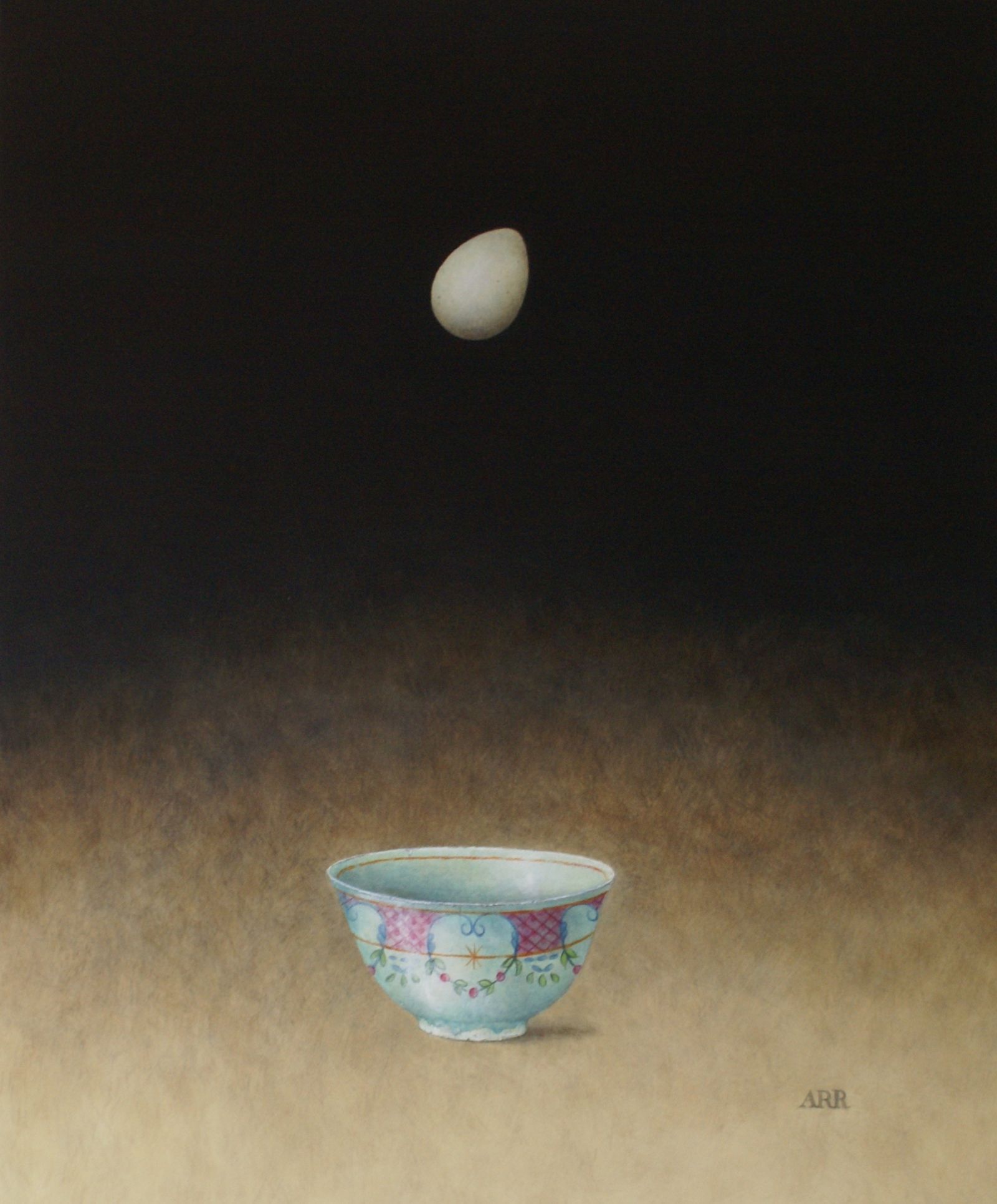 Turquoise Bowl with Falling Egg by Alison Rankin