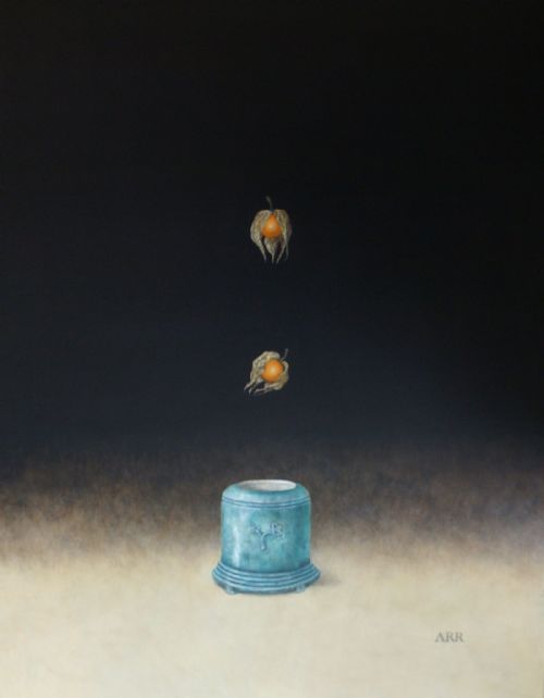Alison Rankin - Turquoise Glazed Pot with Physalis