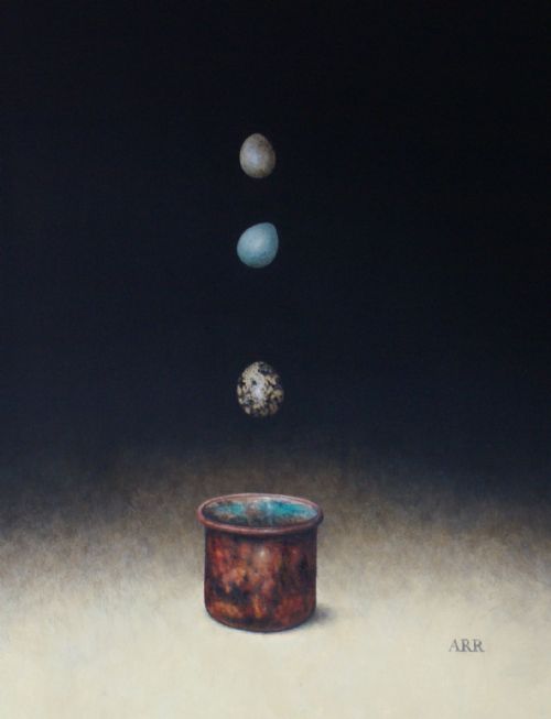 Alison Rankin - Tarnished Copper Pot with Falling Eggs