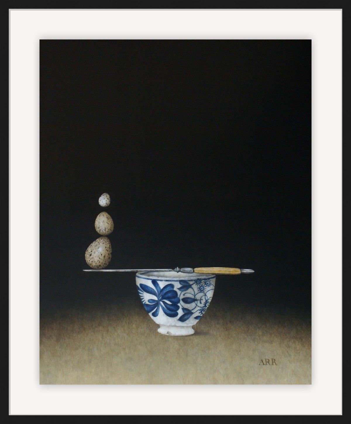 Blue Bowl with Knife and Balancing Eggs by Alison Rankin