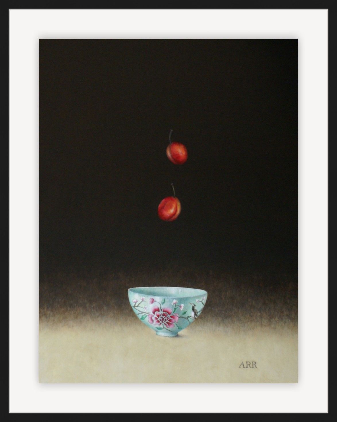 Blue Flower Bowl with Falling Plums by Alison Rankin