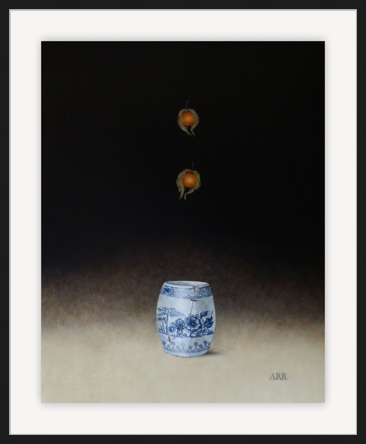 Cracked Chinese Jar with Falling Physalis  by Alison Rankin