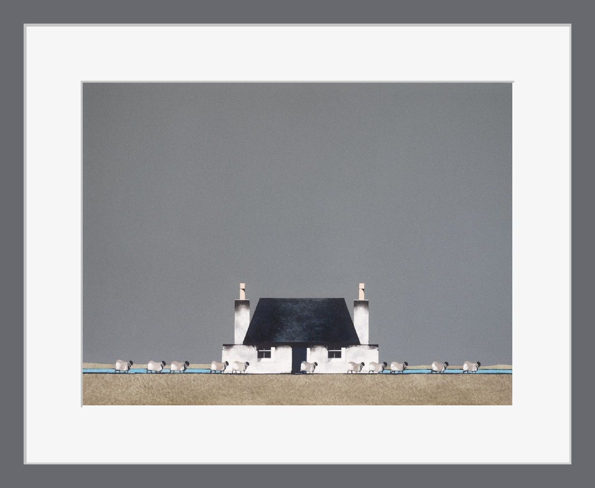 Felter Cottage and Sheep, Tiree by Ron Lawson