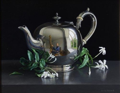 Jessica Brown - Still Life with Silver Teapot and Jasmine