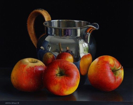  Still Life with Silver Jug and Apples by Jessica Brown