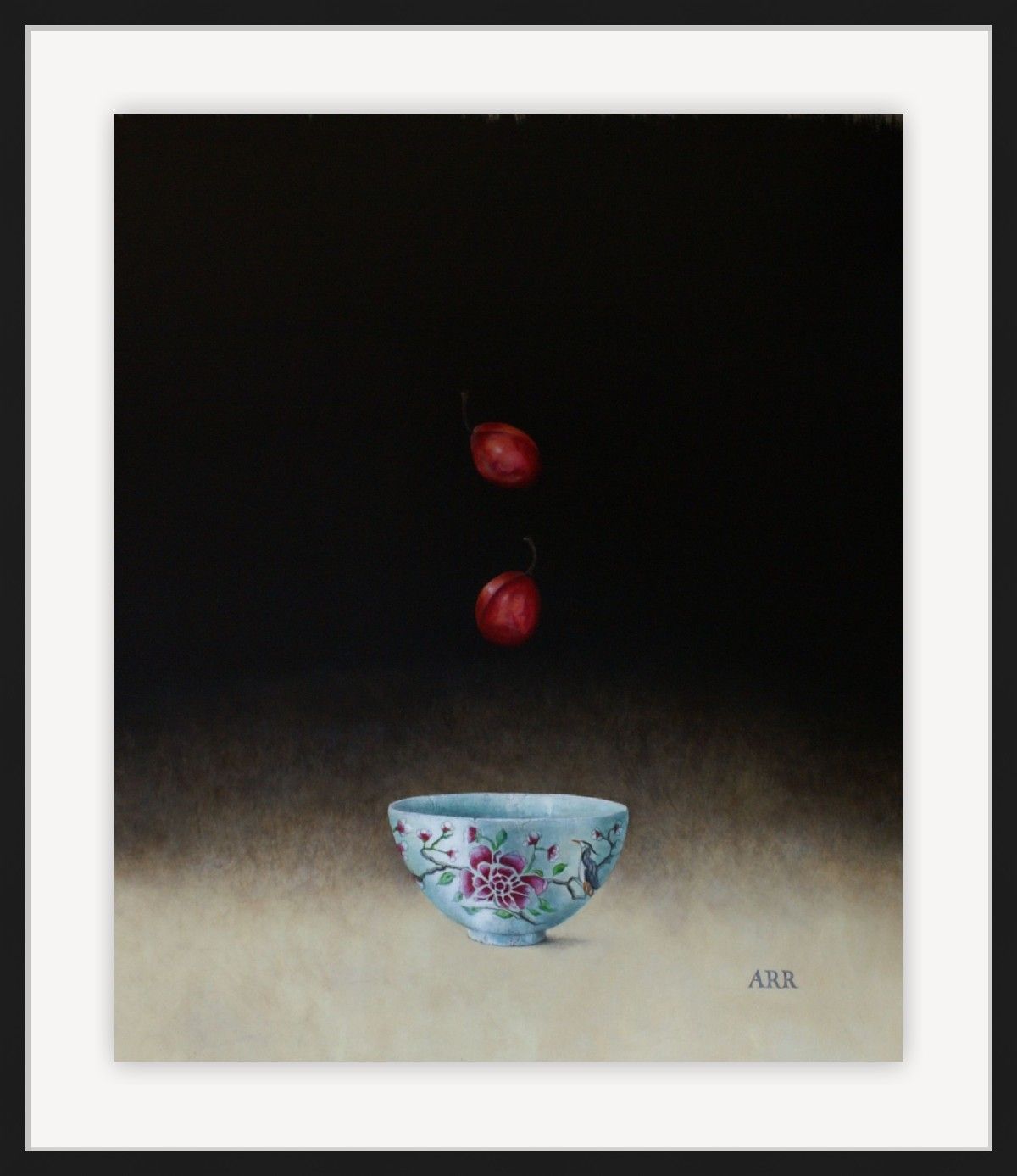 Rose Bowl with Falling Plums  by Alison Rankin