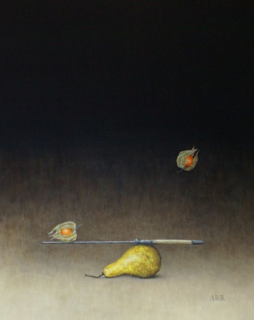 Alison Rankin - Pear with Balancing Knife and Physalis
