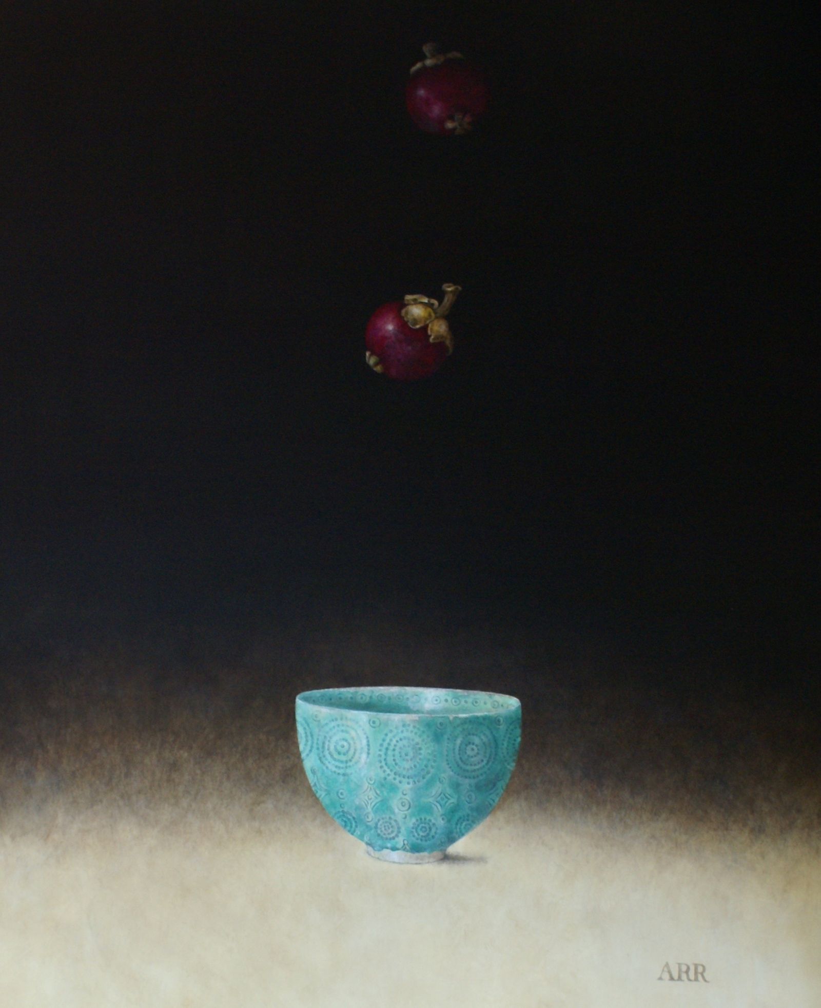 Alison Rankin - Celadon Bowl with Falling Mangosteens