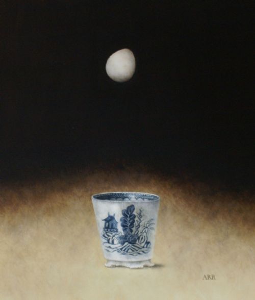Alison Rankin - Chipped Blue Jar with Falling Egg