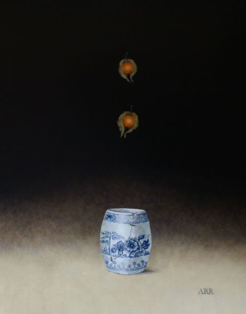 Alison Rankin - Cracked Chinese Jar with Falling Physalis 
