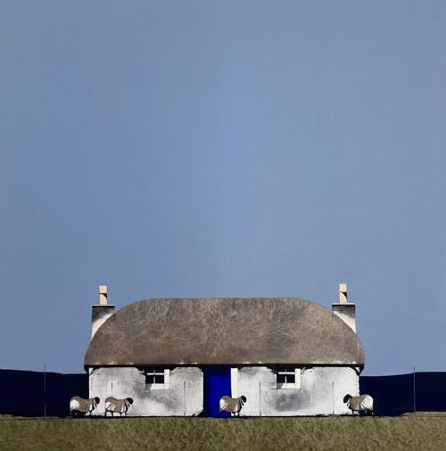 Ron Lawson - Croft House and Sheep, North Uist