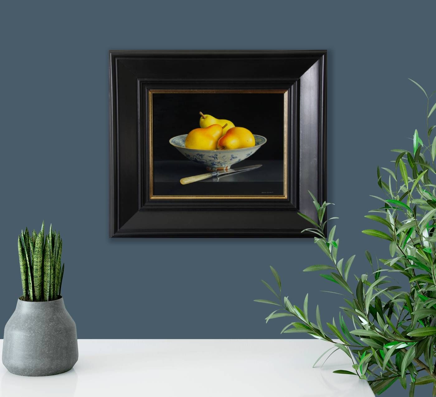 Still Life with Pears in a Chinese Bowl and Fruit Knife by Jessica Brown