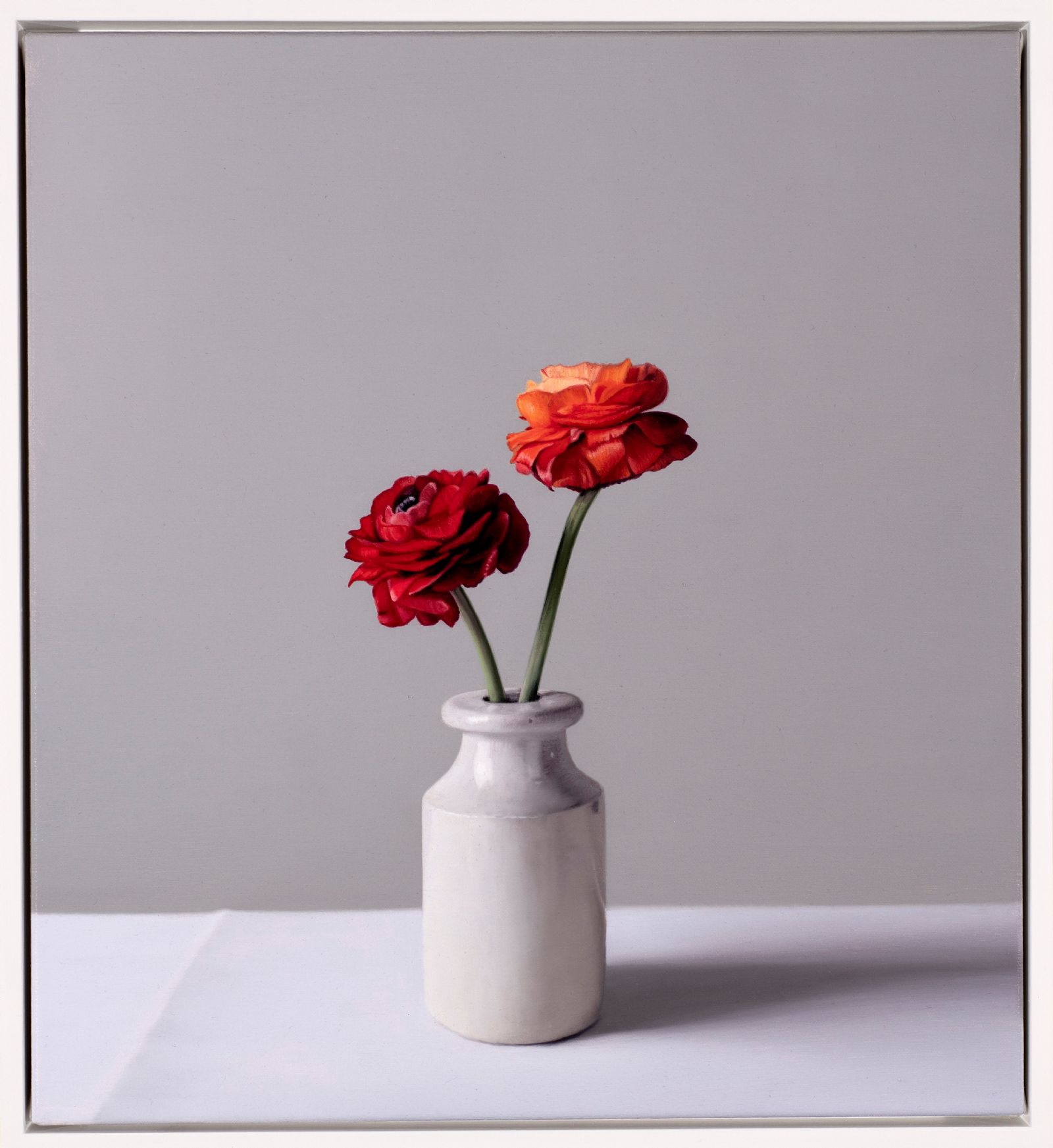 Still Life with Red and Orange Ranunculus  by Jo Barrett