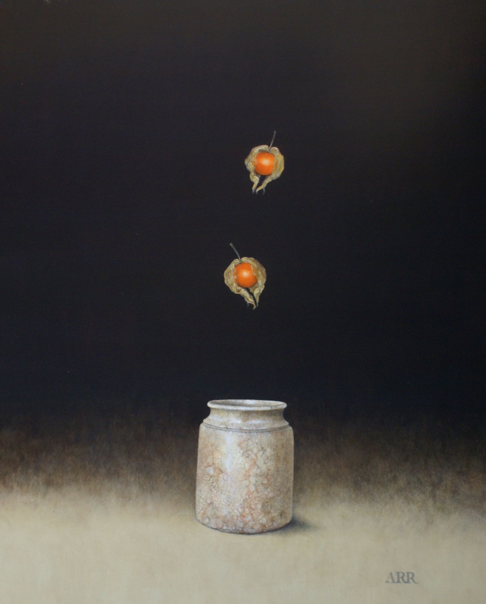Old Jar with Falling Physalis   by Alison Rankin