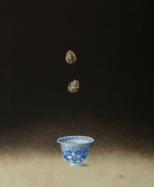 Alison Rankin - Small Blue Flowered Bowl with Quail Eggs