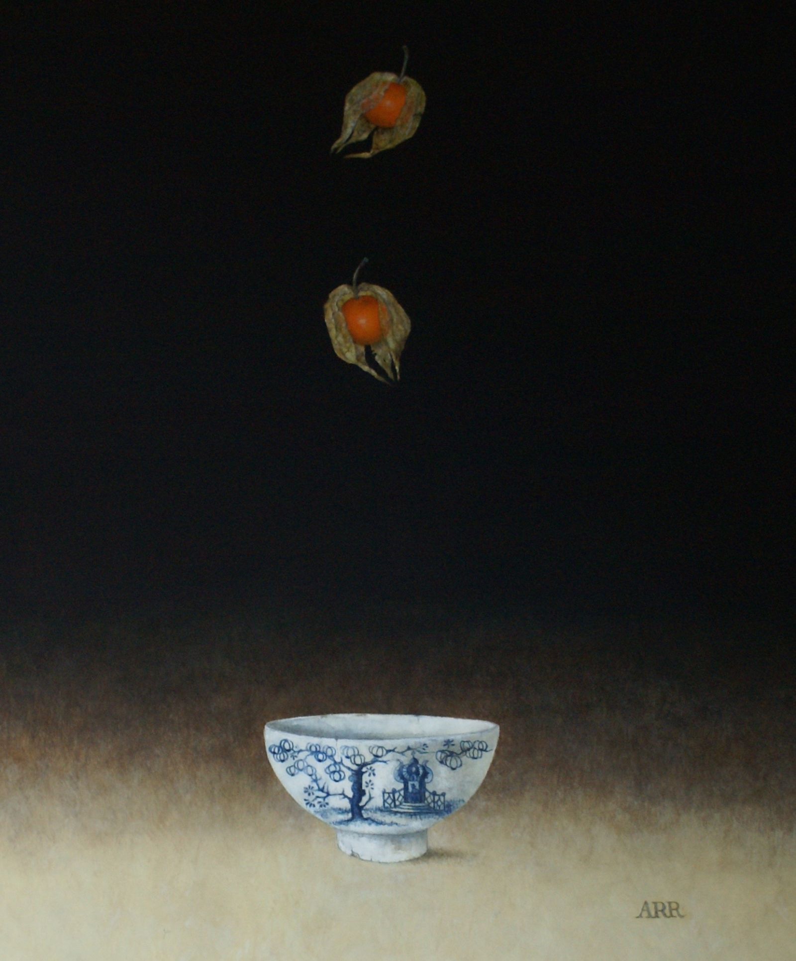 Alison Rankin - Small Chinese Bowl with Two Falling Physalis
