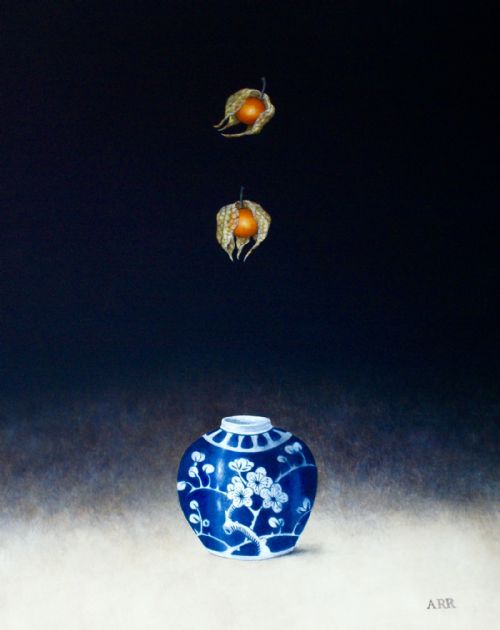 Alison Rankin - Falling Physalis with Small Blue Ginger Jar