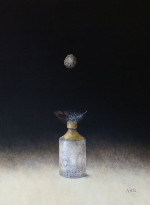 Alison Rankin - Stoneware Bottle with feather and Egg 