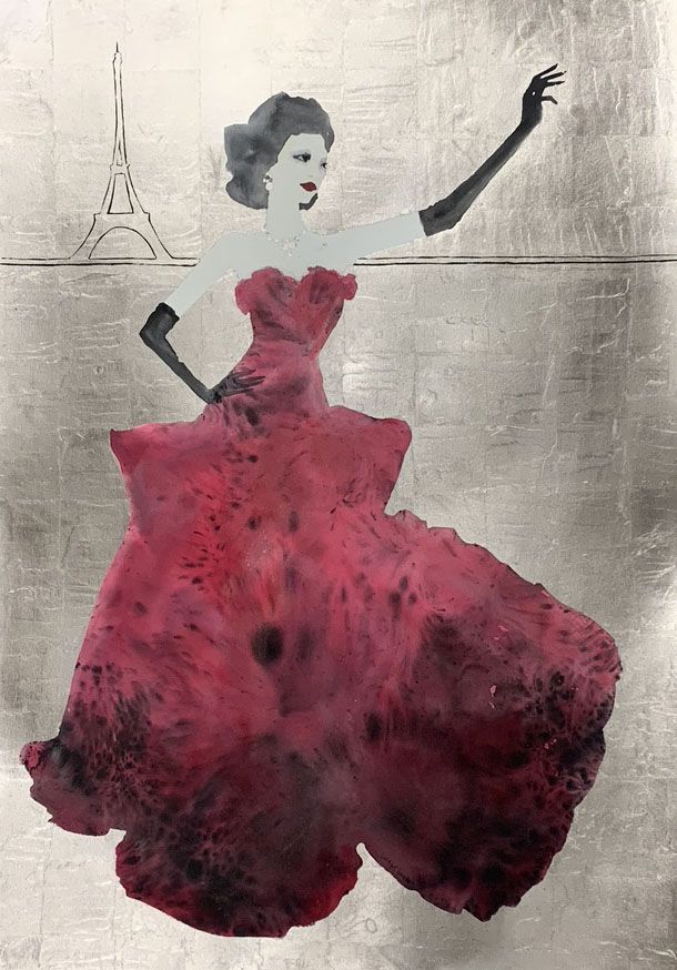 Taxi! Red Dress in Paris by Bridget Davies