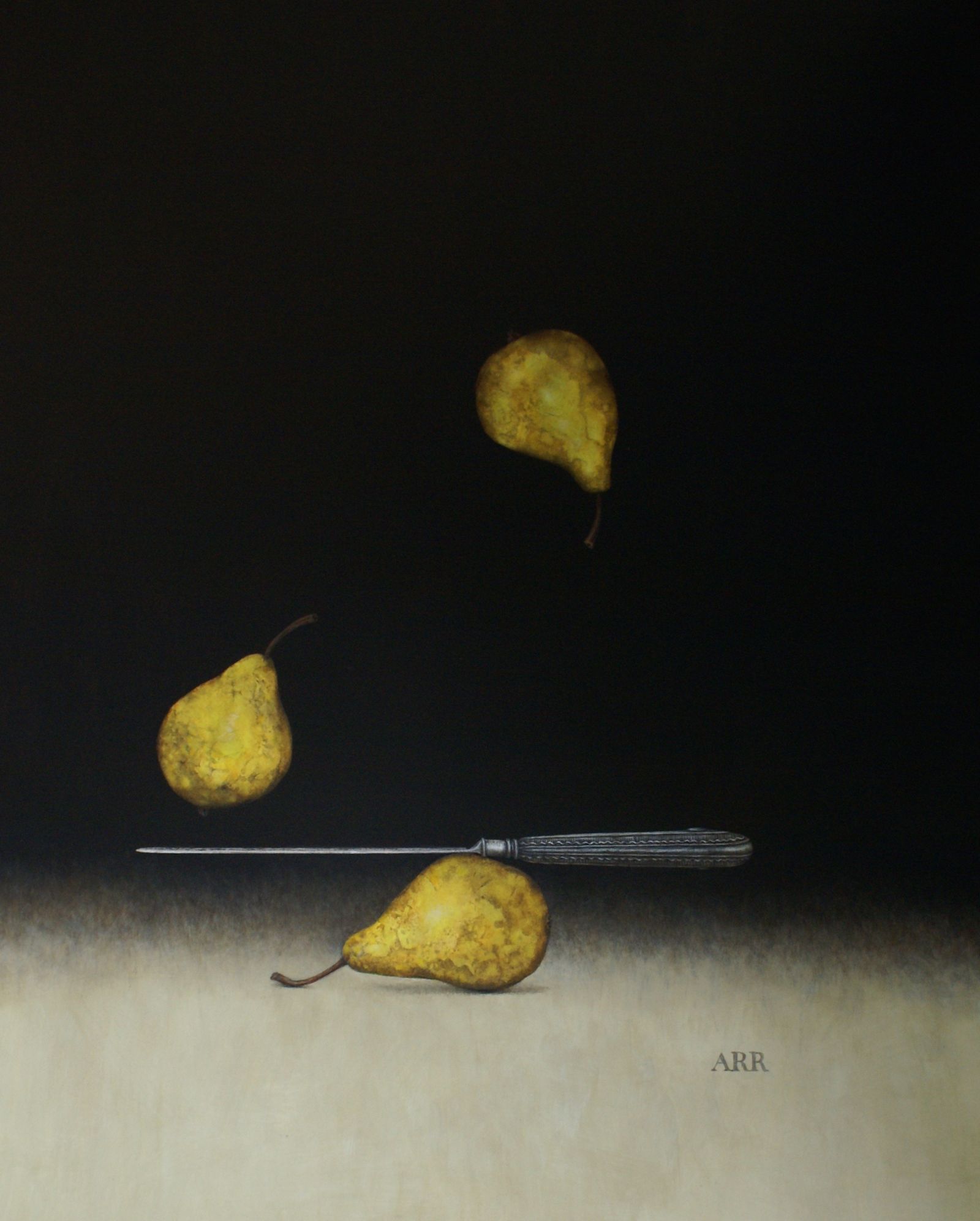 Three Pears with Silver Knife by Alison Rankin
