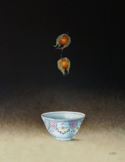 Alison Rankin - Turquoise Bowl with Falling Physalis 